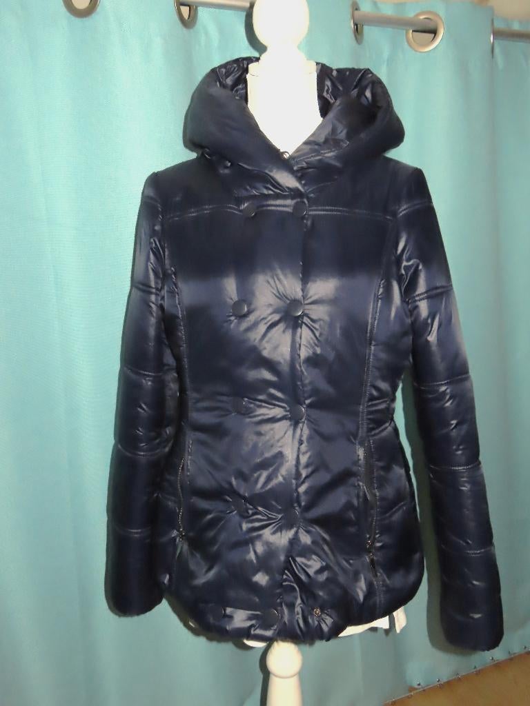 MISS ETAM Donkerblauwe Warme Winterjas met Capuchon M, Kleding | Dames, Jassen | Winter, Maat 38/40 (M), Blauw, Ophalen of Verzenden