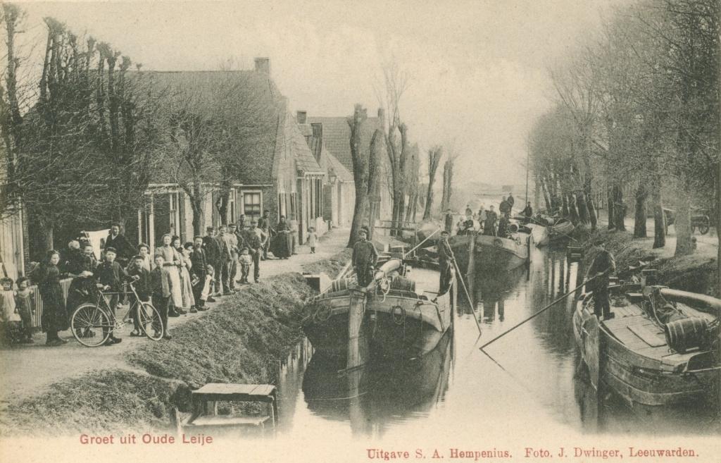 Ansichtkaart Oude Leije, Groet uit Oude Leije., Ophalen of Verzenden, Voor 1920, Ongelopen, Friesland