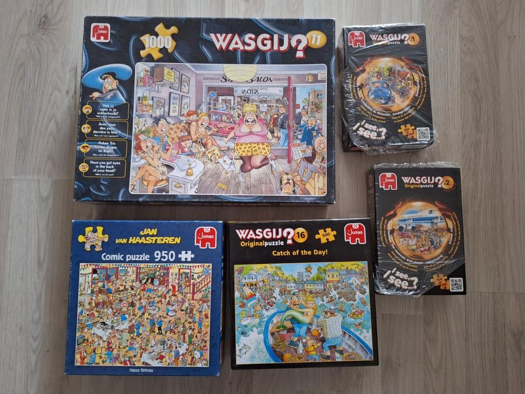 Jan Van haasteren en WasGij puzzels, Hobby en Vrije tijd, Denksport en Puzzels, Zo goed als nieuw, 500 t/m 1500 stukjes, Ophalen of Verzenden