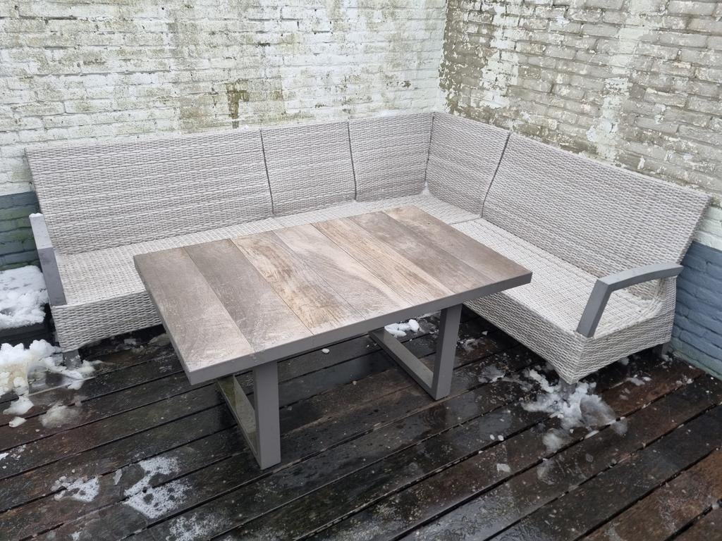 Tuinset, Tuin en Terras, Ophalen, 5 zitplaatsen, Kunststof, Gebruikt