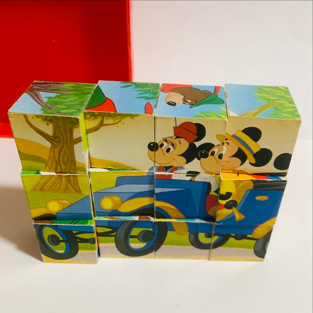Vintage Disney houten Puzzelblokken blokjes puzzel, Verzamelen, Disney, Ophalen of Verzenden, Donald Duck, Gebruikt, Overige typen