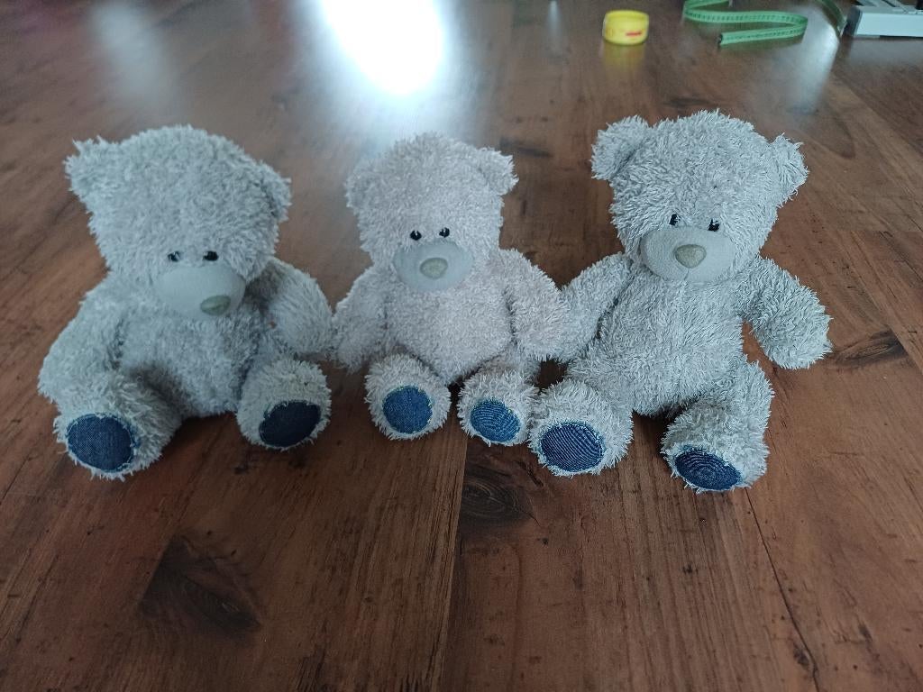 3 grijze beren in één koop, Verzamelen, Beren en Cherished Teddies, Ophalen of Verzenden, Gebruikt, Stoffen beer, Overige merken