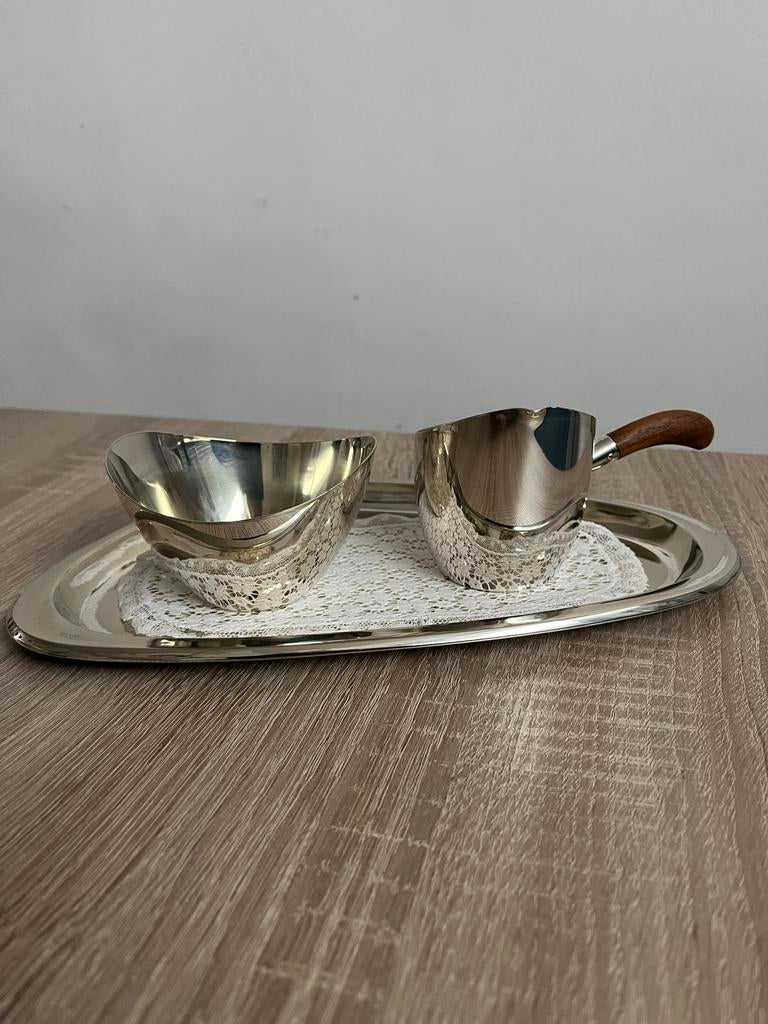 Vintage Verzilverd Roomstel 'DD 90' Dolfijn, Ophalen of Verzenden, Zilver