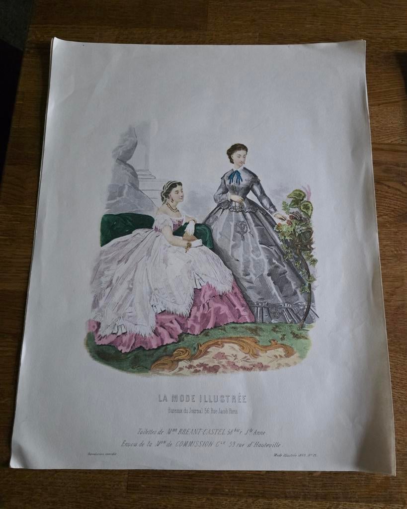Twee oude prenten La Mode Illustrée, Antiek en Kunst, Ophalen of Verzenden