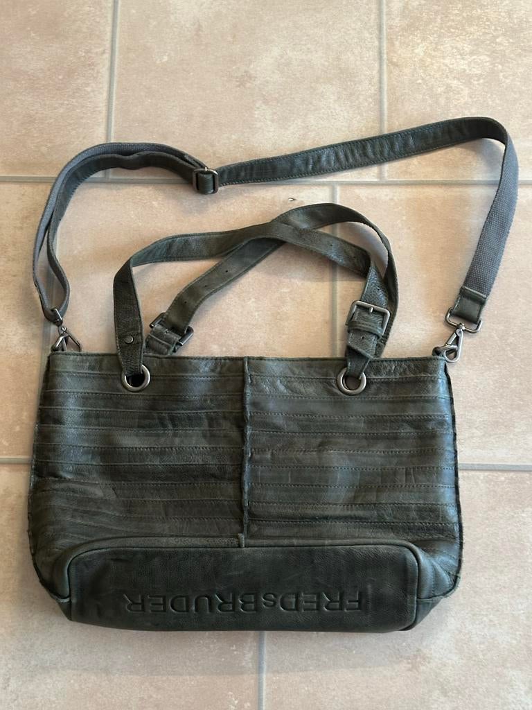 Groene FredsBruder leren handtas, Ophalen of Verzenden, Zo goed als nieuw, Groen