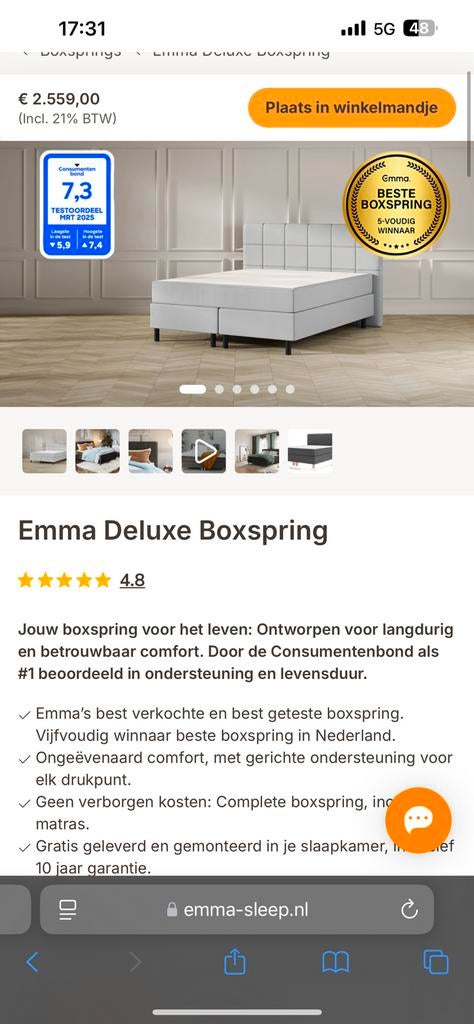 Nieuwe Emma boxspring set 160x200 en 180x200 event. Matt, Huis en Inrichting, Slaapkamer | Slaapbanken, Nieuw, 180 cm, 200 cm