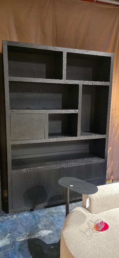 Opbergkast / Vakkenkast – Zwart - 150 cm B SHOWMODEL !, Huis en Inrichting, Kasten | Boekenkasten, Eikenhout, 200 cm of meer, Bornsestraat 31