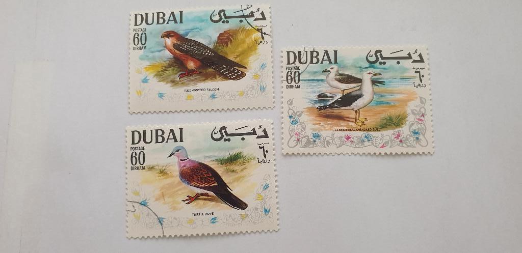 6504 dubai 3 zegels vogels, Postzegels en Munten, Postzegels | Azië, Verzenden, Oost-Azië