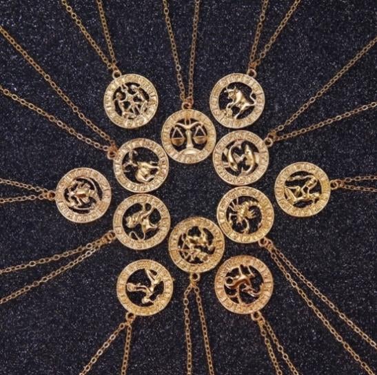 Horoscoop sterrenbeeld 18K goud verguld kettinghanger, Overige materialen, Nieuw, Ophalen of Verzenden, Kruis of Symbool