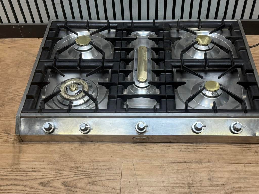 Luxe Boretti 5 pits kookplaat RVS 90 cm, Witgoed en Apparatuur, Kookplaten, De schout 4, Fornello Esperta, Refurbished, Ophalen of Verzenden
