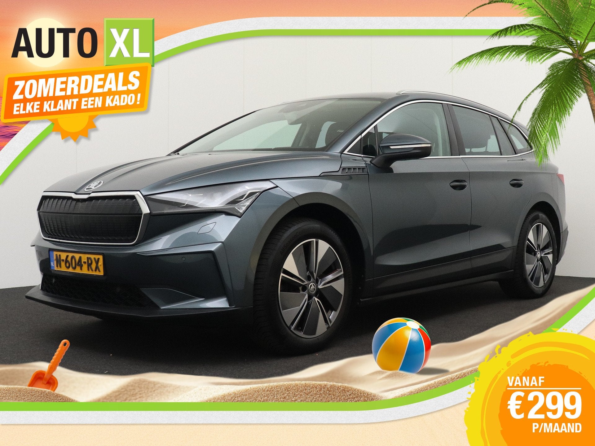 Skoda Enyaq iV Sport 80 (91%SOH) H-Leder Sportstoel Camera M, Auto's, Skoda, Dealer onderhouden, Achterwielaandrijving, Gebruikt