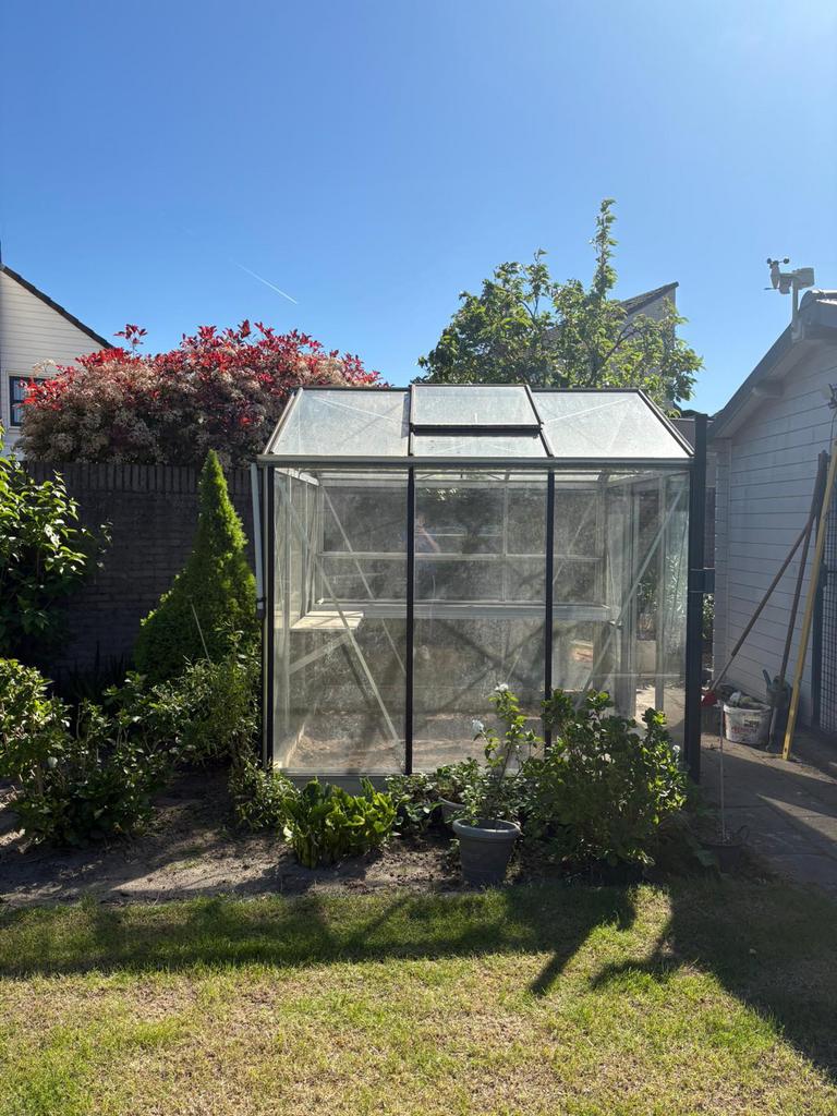 GERESERVEERD!Tuinkas, Ophalen, Glas, Gebruikt, Aluminium