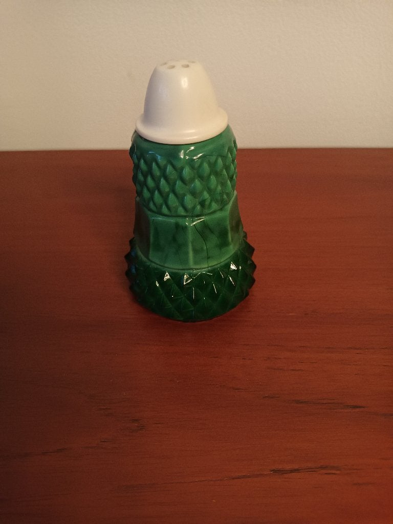 Zoutstrooier malachietglas Czechoslovakia VINTAGE, Ophalen of Verzenden