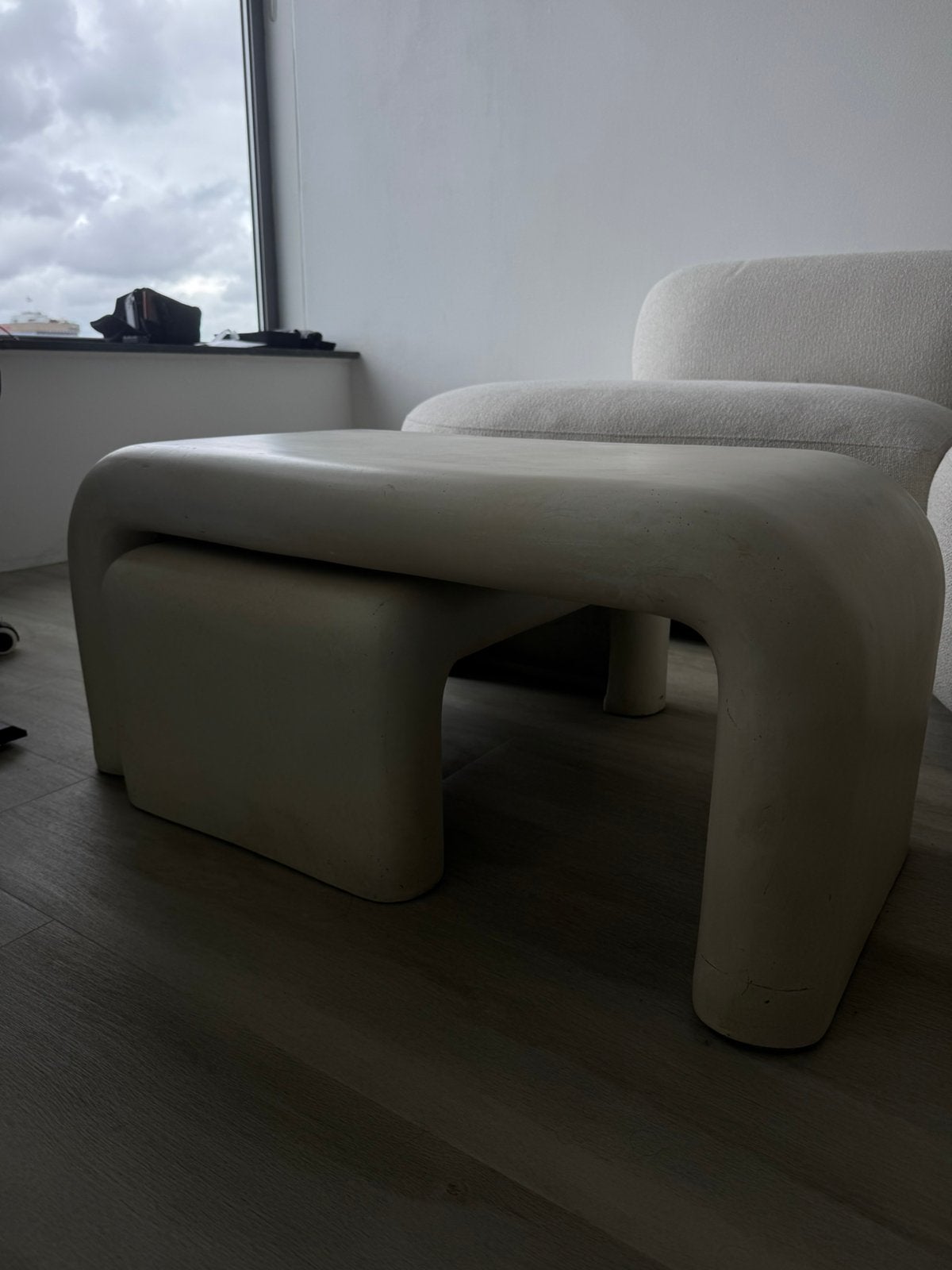 2-delige salontafelset beige/crème – organisch design, Ophalen, 100 tot 150 cm, 50 tot 100 cm, Zo goed als nieuw