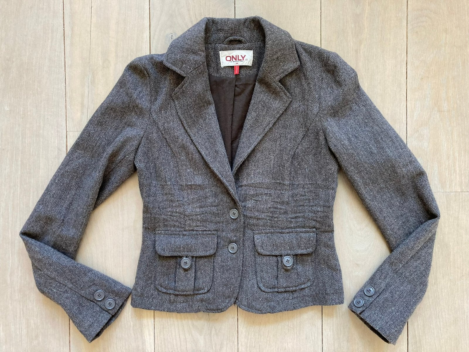 Only 36 Ferdinand bruine wollen blazer egf, Only, Bruin, Ophalen of Verzenden, Zo goed als nieuw