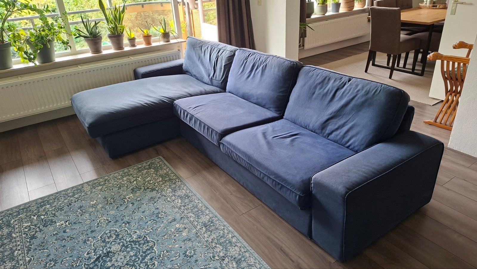 IKEA Hoekbank Donkerblauw - Gratis Ophalen, Ophalen, Gebruikt, Hoekbank, Stof