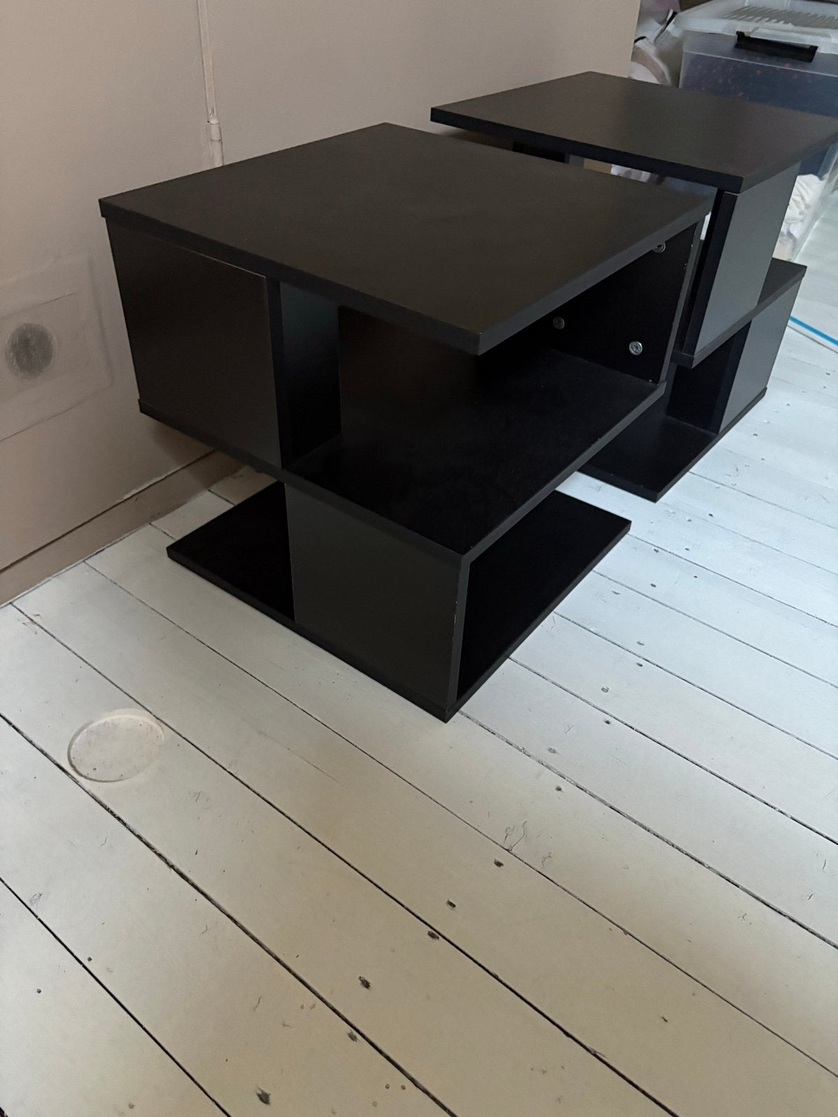 Set van 2 zwarte bijzettafels / nachtkastjes, Ophalen, Minder dan 45 cm, Minder dan 55 cm, Gebruikt