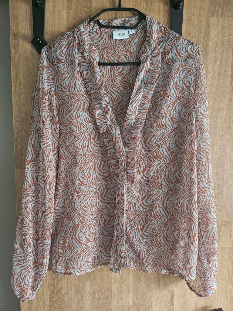 Saint Tropez Blouse met Zebraprint - Maat S, Bruin, Ophalen of Verzenden, Zo goed als nieuw, Maat 36 (S)