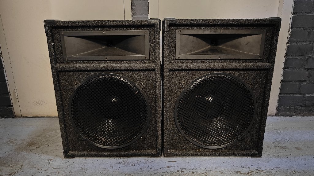 Set Skytronic Disco PA-Speakers - 300 Watt, Gebruikt, Inclusief kabels, Party speaker, Ophalen