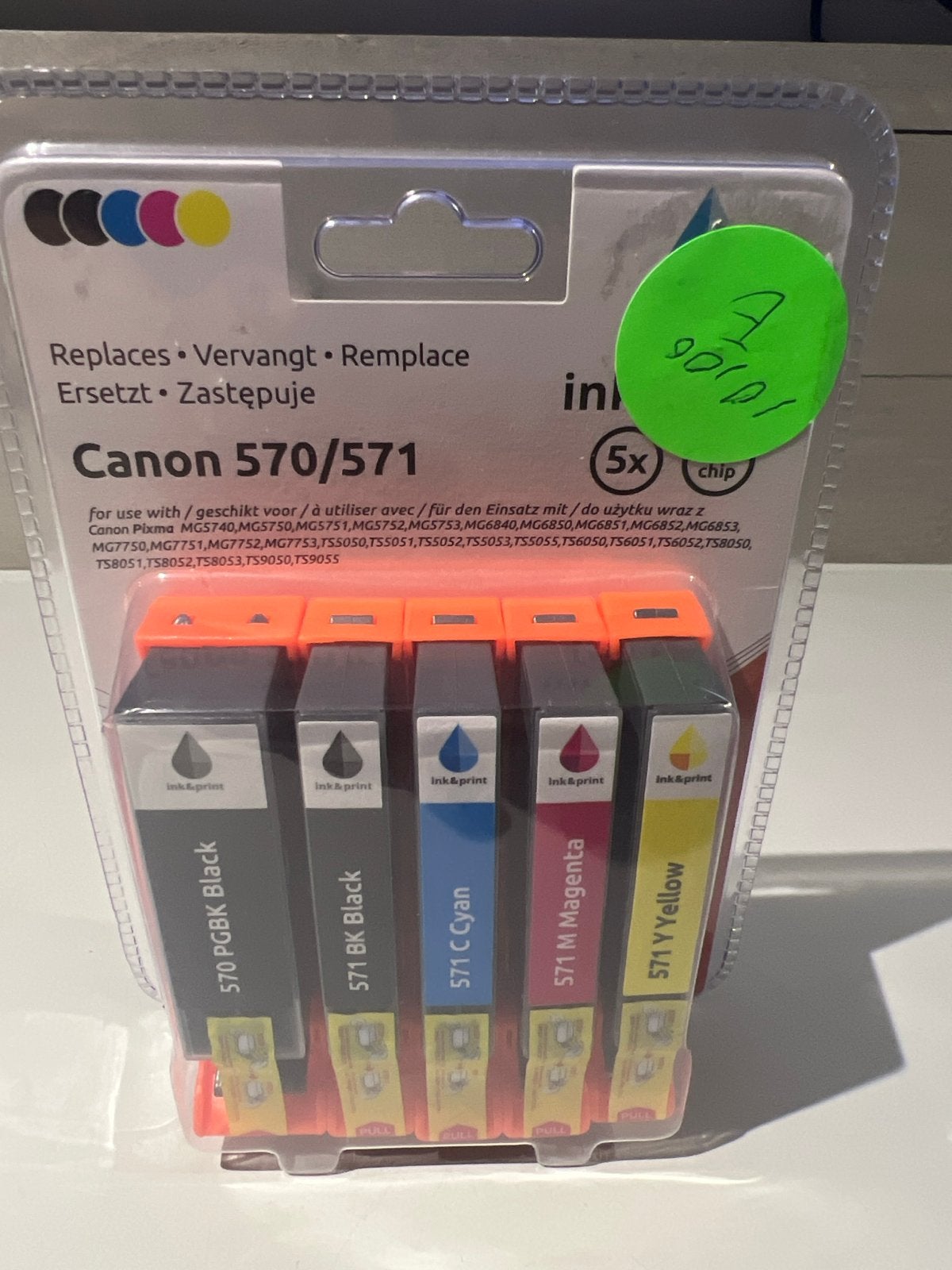Canon 570/571 Inktpatronen Set (5x) met chip, Computers en Software, Printerbenodigdheden, N, N, Cartridge, Nieuw