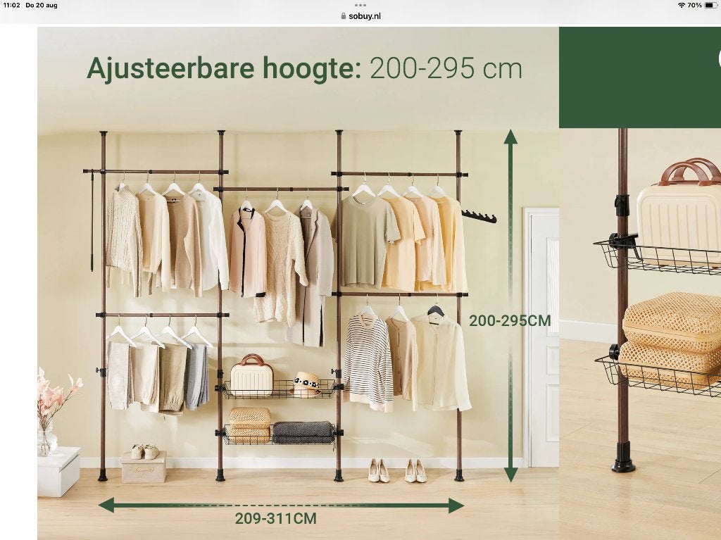 Telescopische garderobe organizer, Ophalen of Verzenden, Nieuw