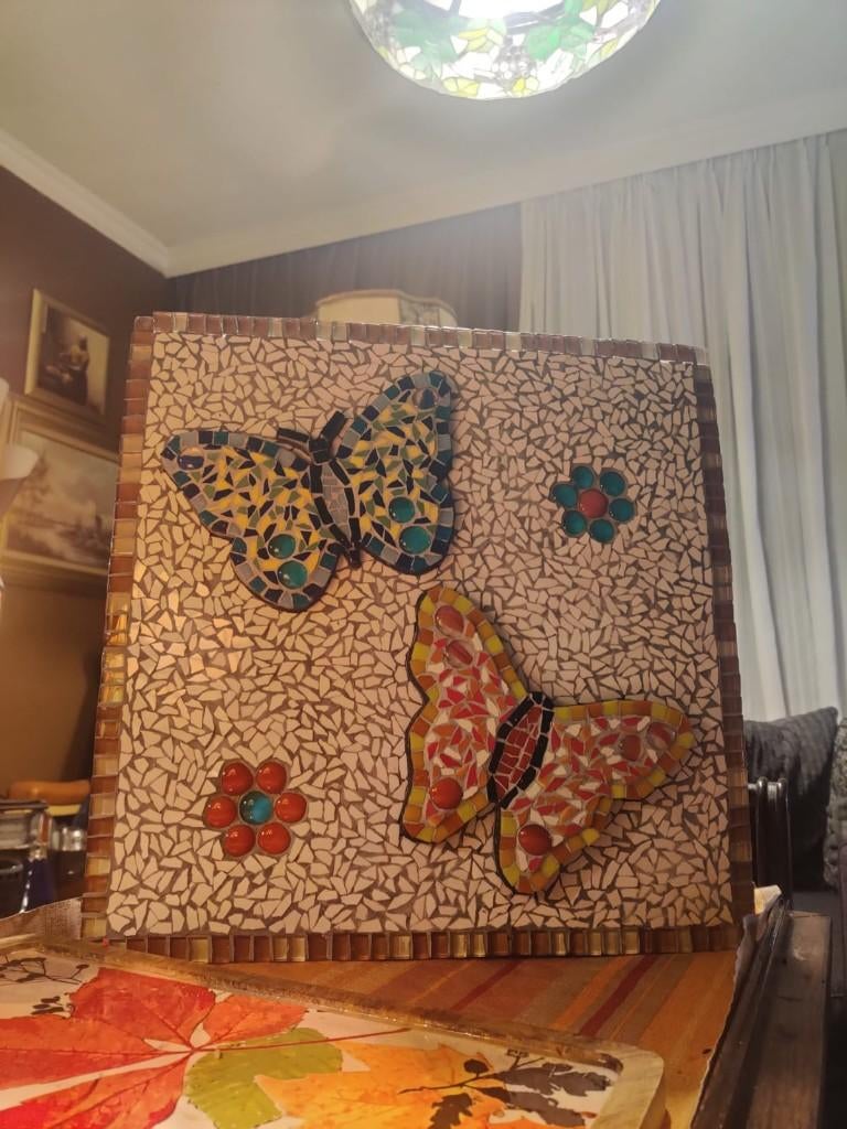 Handgemaakt Mozaïek Kunstwerk – Vlinders – 40405 cm, Ophalen, Zo goed als nieuw