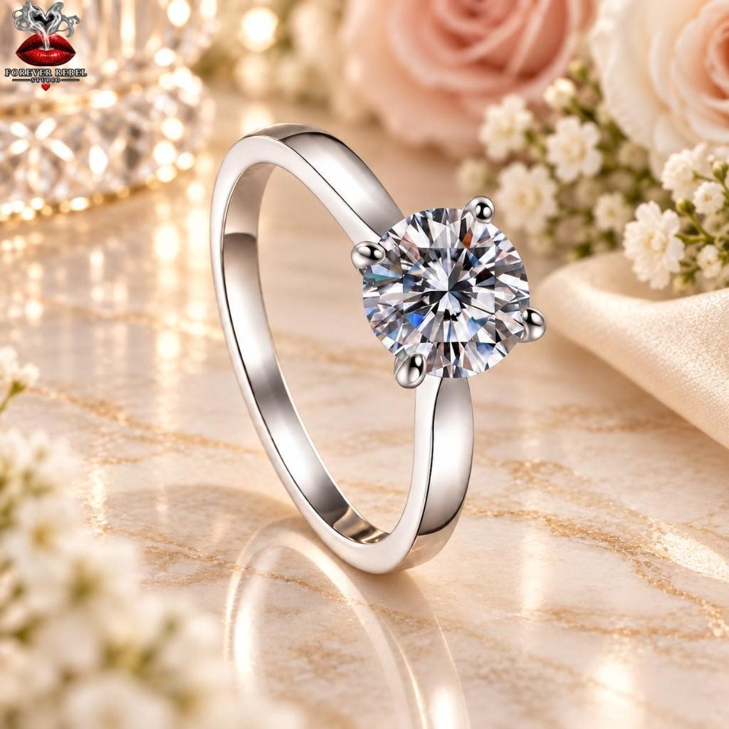 Cyralyn 1,0 ct Moissanite Ring 925 Zilver - Diverse maten, 18 tot 19, Verzenden, Foreverrebelstudio@pm.me, Met edelsteen