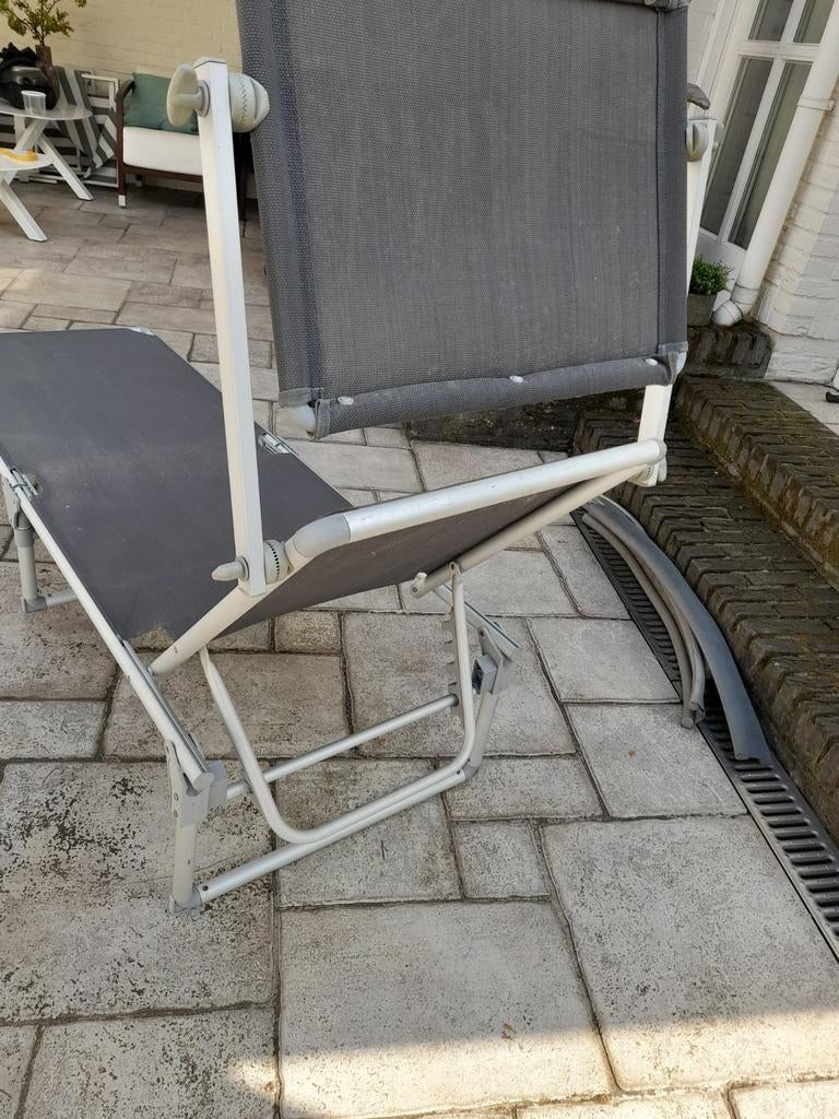 Ligbed met zonneluifel., Ophalen, Aluminium