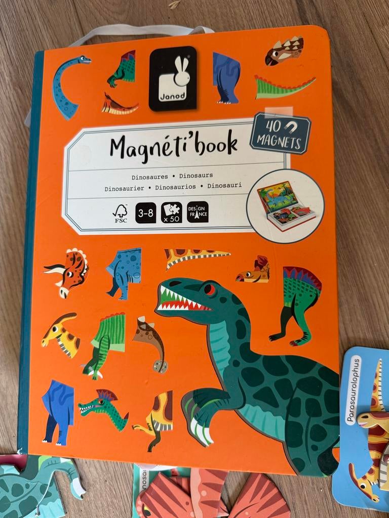 Janod Magnetibook Dinosaures - Compleet Magnetisch Spel, Ophalen, Zo goed als nieuw, Puzzelen
