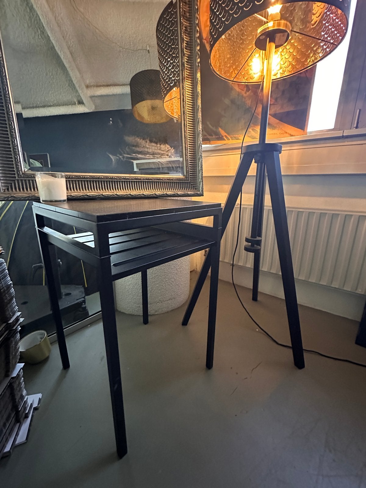 IKEA NYBODA bijzettafel - Zwart, modern design, Huis en Inrichting, Minder dan 55 cm, Gebruikt, Metaal of Aluminium, Vierkant