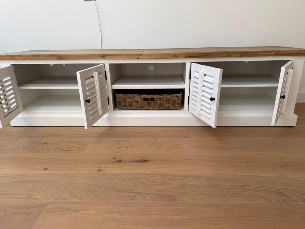 Tv kast acacia hout, Ophalen, Zo goed als nieuw, 200 cm of meer, Minder dan 100 cm
