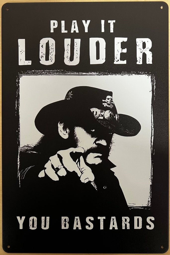 Lemmy Motorhead play it louder reclamebord van metaal deco, Info@deconoord.nl, Deco Noord, Nieuw, Ophalen of Verzenden