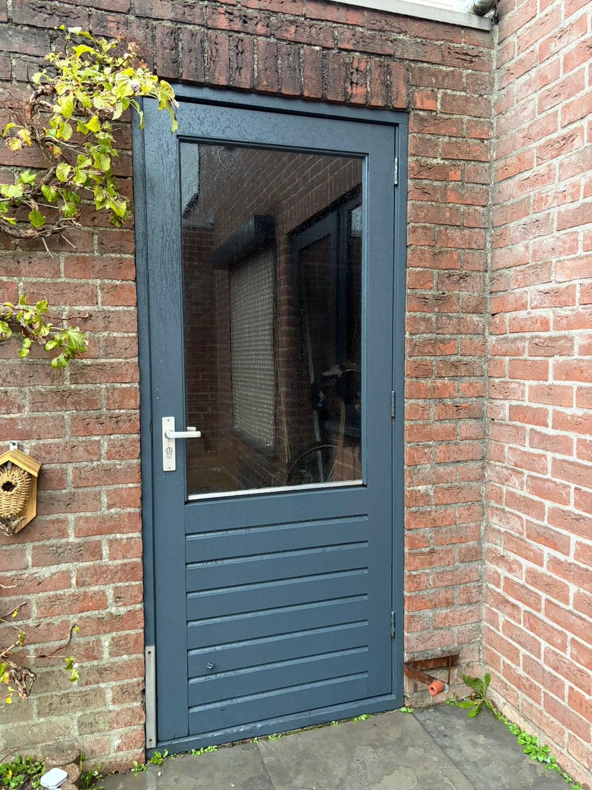 Hardhouten deur met enkel glas, Ophalen, Gebruikt, 80 tot 100 cm, Buitendeur