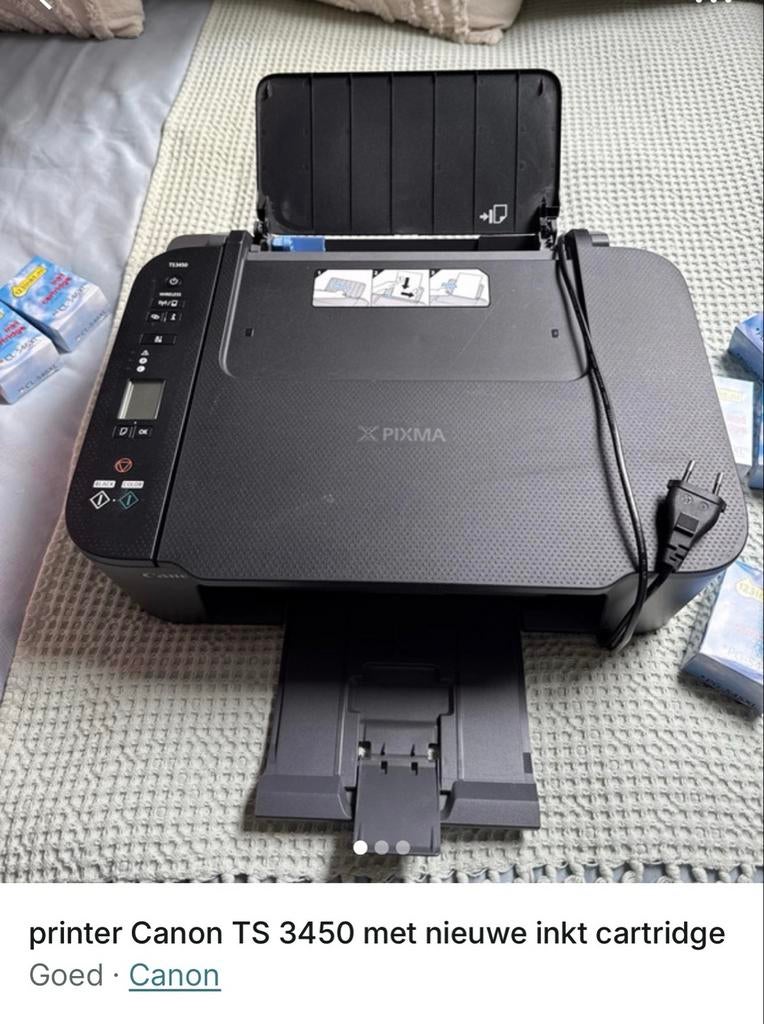 Canon printer TS 3450 met nieuwe inkt cartridge, Ophalen, Gebruikt, Inkjetprinter, All-in-one