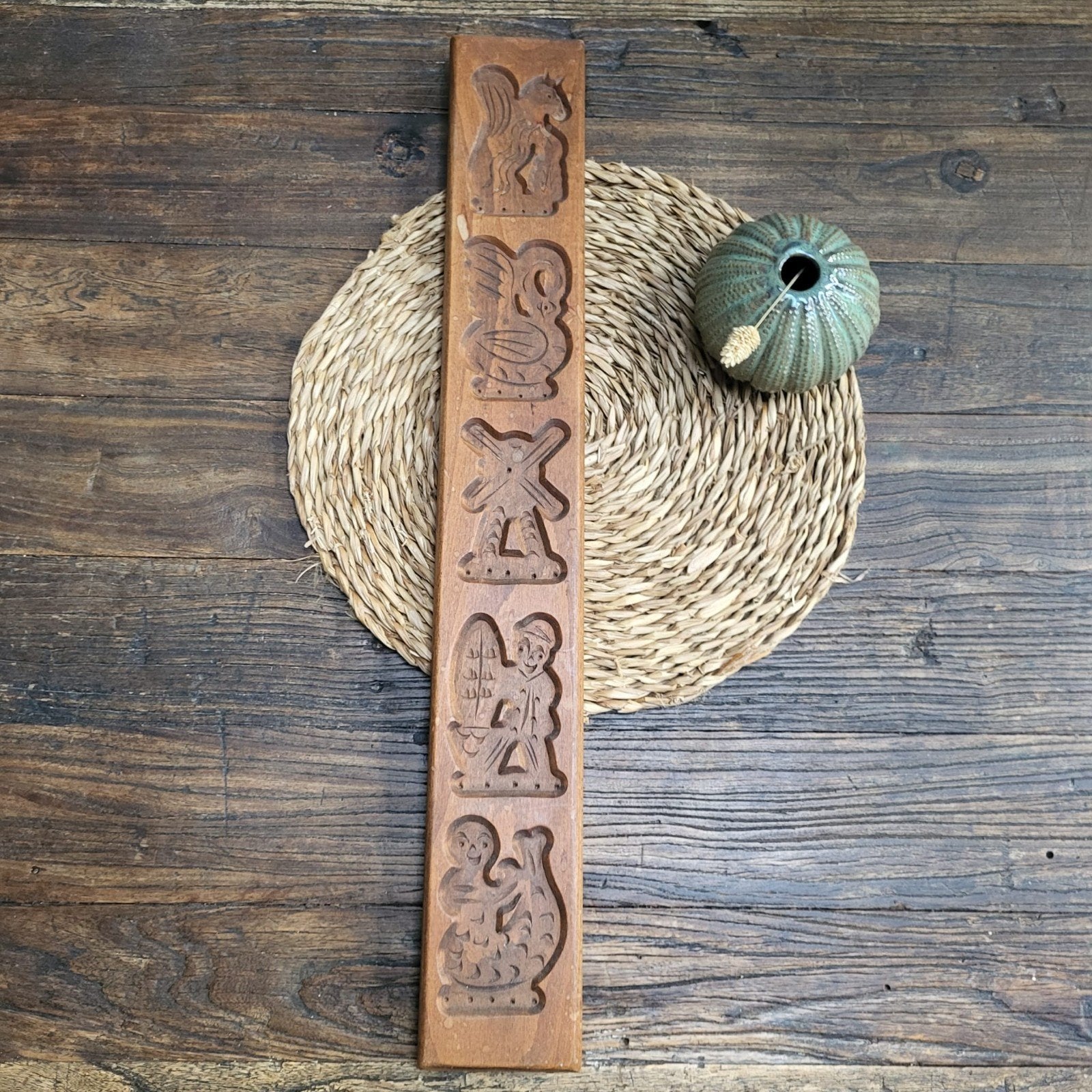 Antieke houten koekplank met diverse figuren, Ophalen of Verzenden