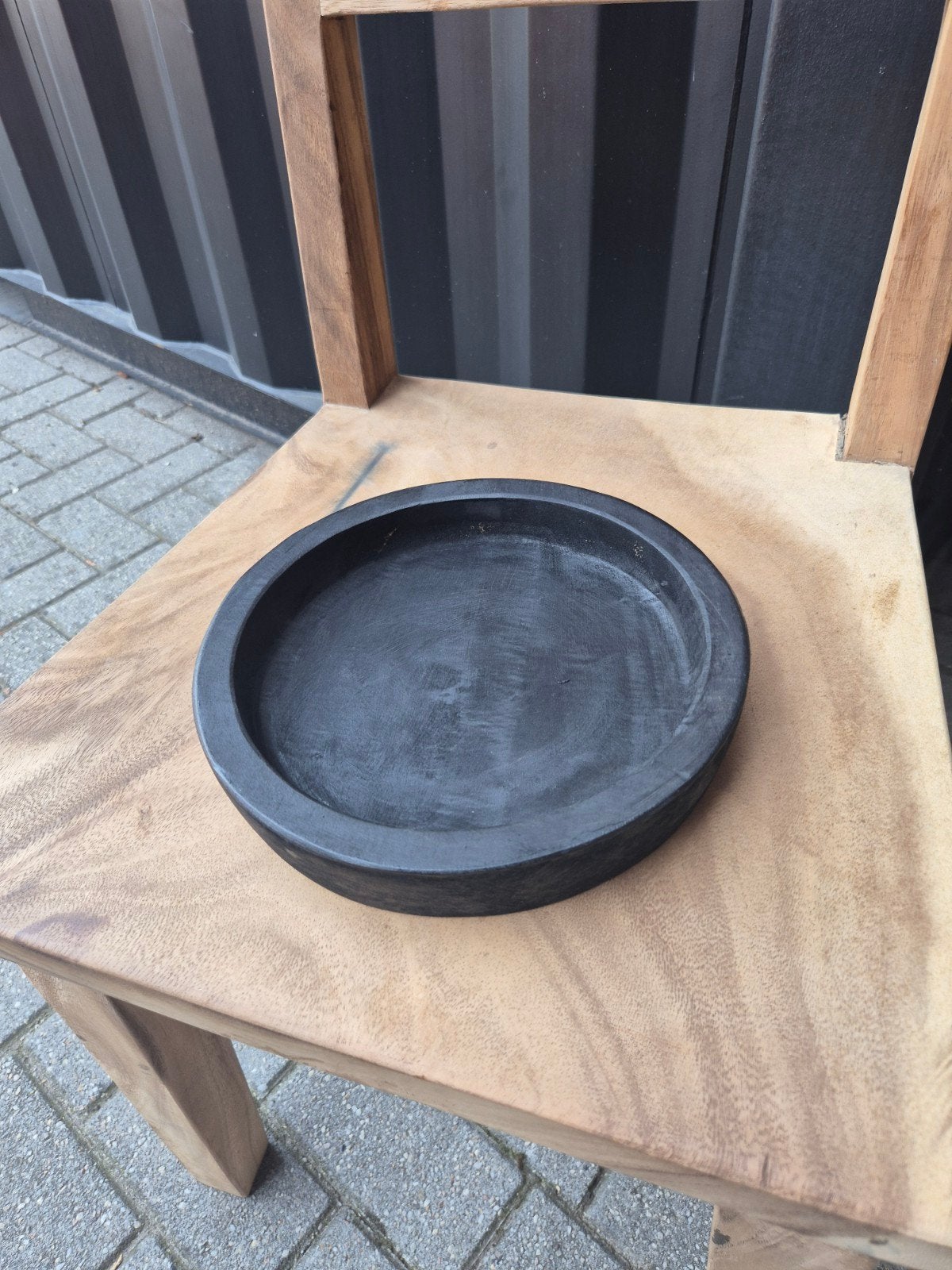 Decoratieve houten schaal - Zwart of naturel, Ophalen, Hout, Beige, Nieuw