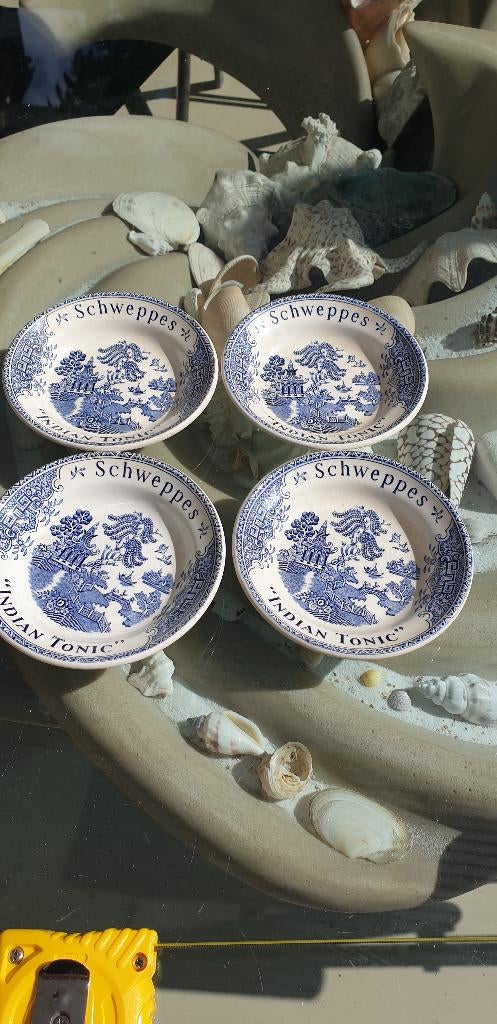 4 antiek klein blauw borden, Antiek en Kunst, Ophalen of Verzenden