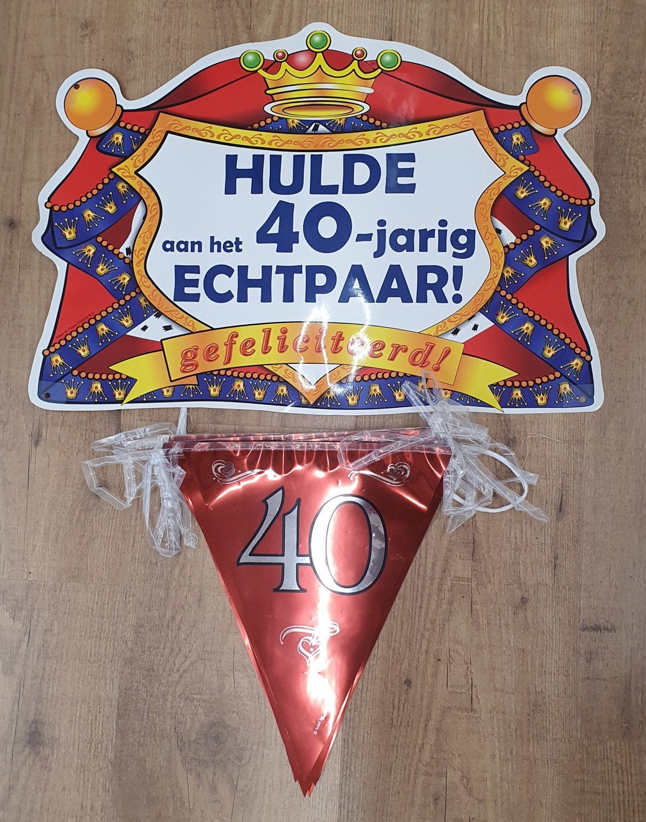 Versiering 40 jaar getrouwd - gebruikt, goede staat, Hobby en Vrije tijd, Ophalen of Verzenden, Gebruikt, Feestartikel, Geboorte of Huwelijk