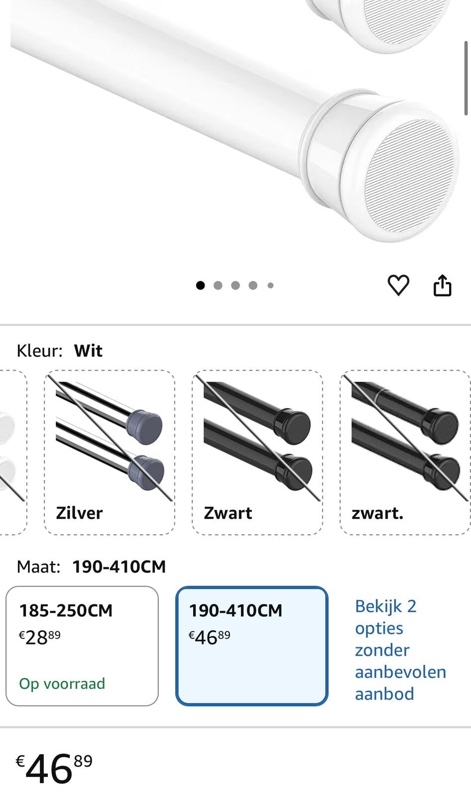 Uitschuifbare gordijnroede 190/410cm + 3xgordijnen 140260cm, Verduisterend, Nieuw, Grijs, Ophalen of Verzenden