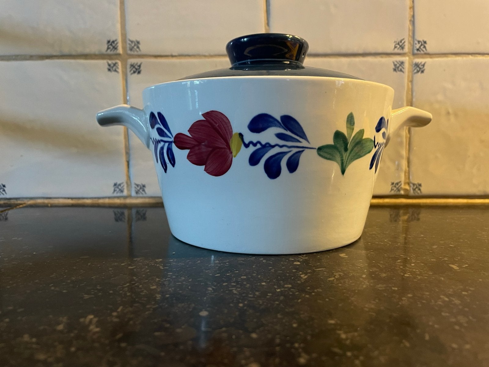Boerenbont ovenschaal met deksel - Uniek en mooi, Overige typen, Ophalen of Verzenden, Zo goed als nieuw, Steen/keramiek