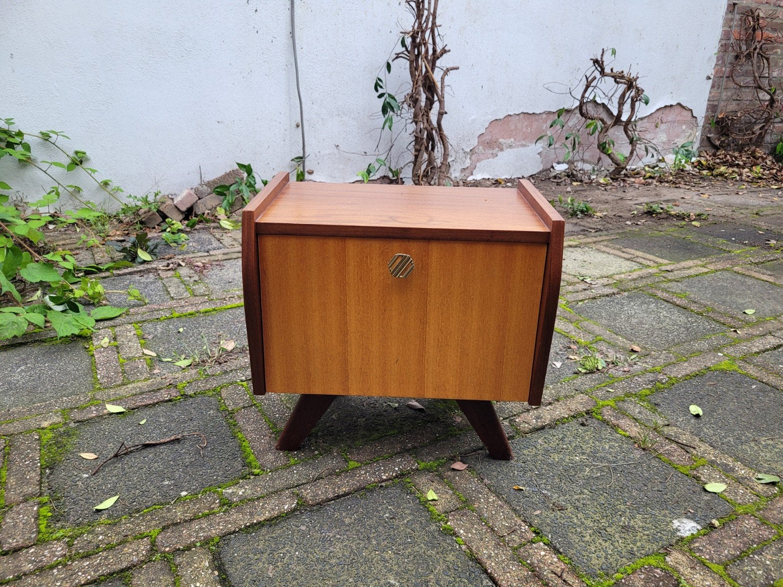 Vintage Nachtkastje / Bijzettafel met Klep - Jaren '60, Ophalen