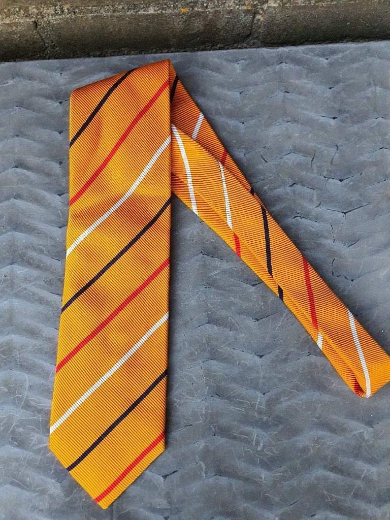 Pompen Otten Zijde Stropdas | Oranje Stripe, Ophalen of Verzenden, Zo goed als nieuw, Oranje