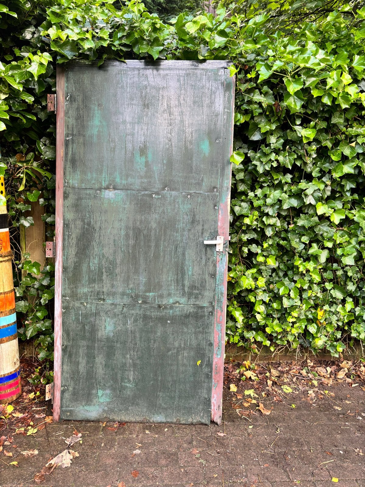 houten buitendeur, groen - geschuurd maar nog niet gelakt, Ophalen, Gebruikt, Minder dan 80 cm, Buitendeur