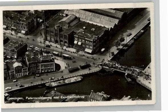 Groningen Paterswoldseweg + Eendrachtsbrug st 1955 KLM opn., Verzenden, 1940 tot 1960, Gelopen, Groningen