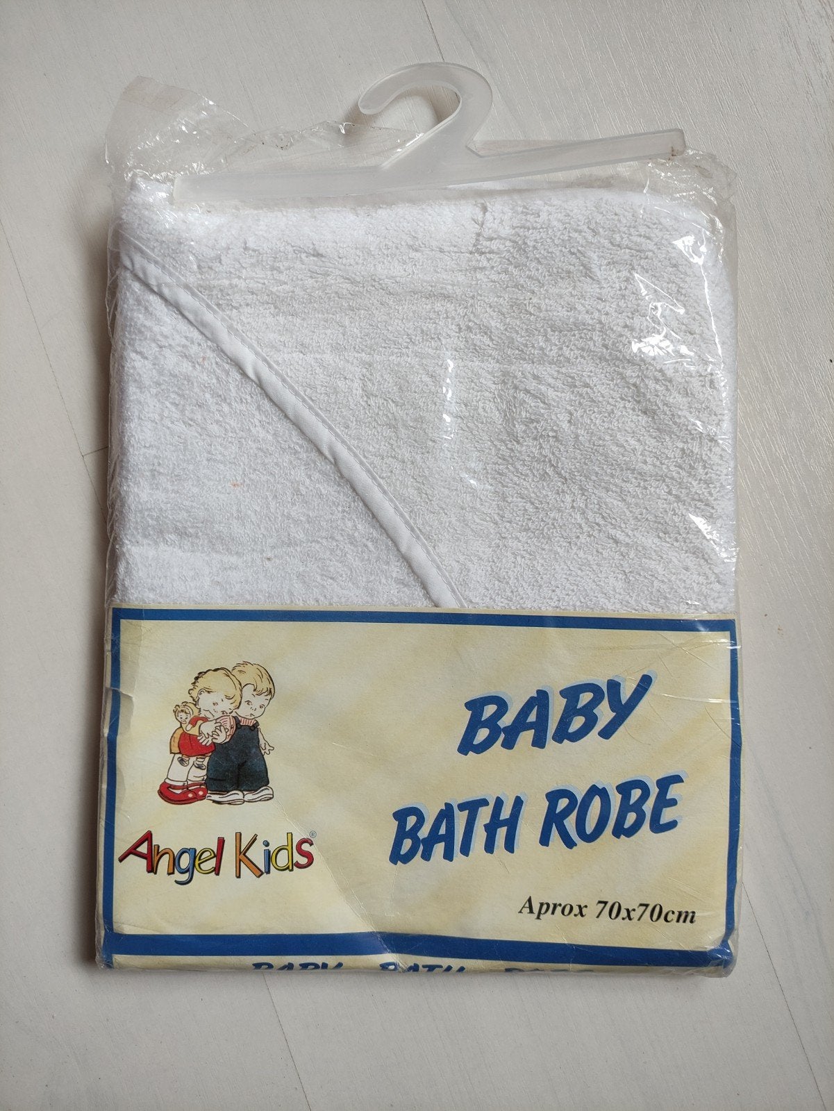 Nieuwe witte baby badcape - Angel Kids 70x70cm, Ophalen of Verzenden, Nieuw