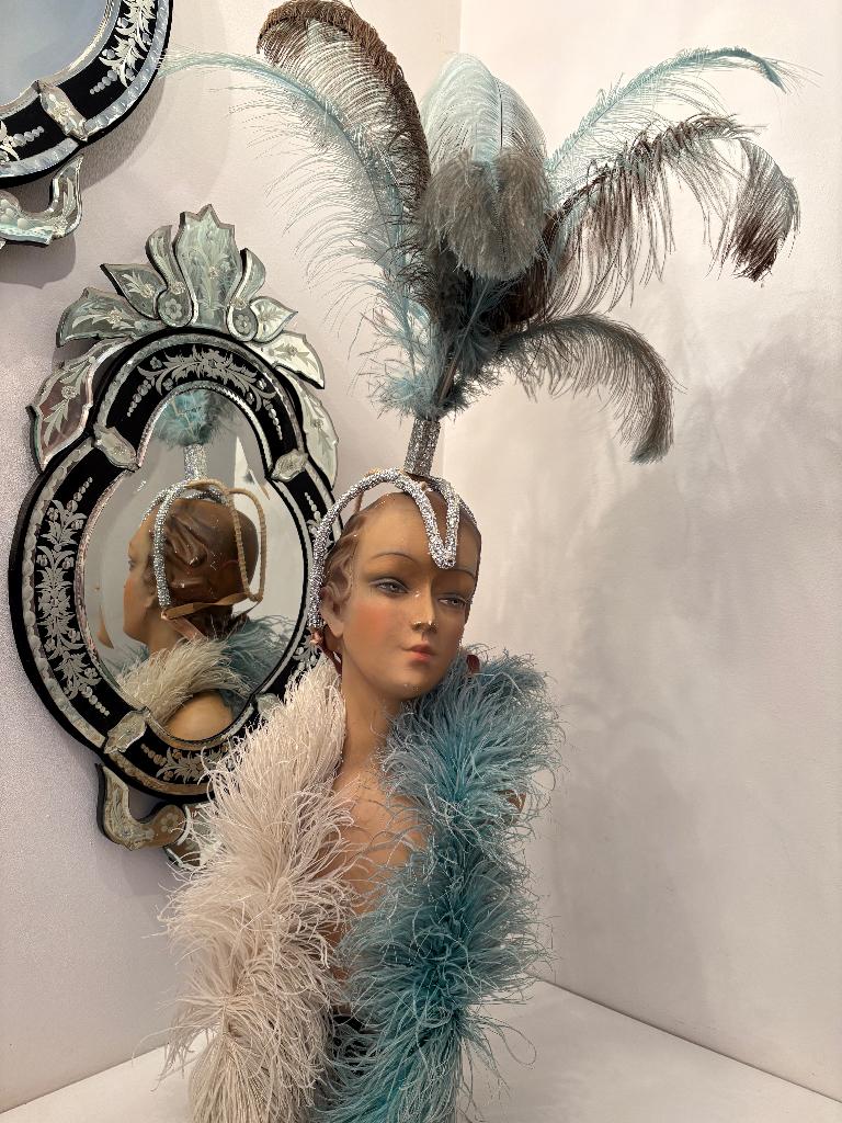 Vintage showgirl strass hoofdtooi veren cabaret folies, Antiek en Kunst, Antiek | Kleding en Accessoires, Dames, Verzenden