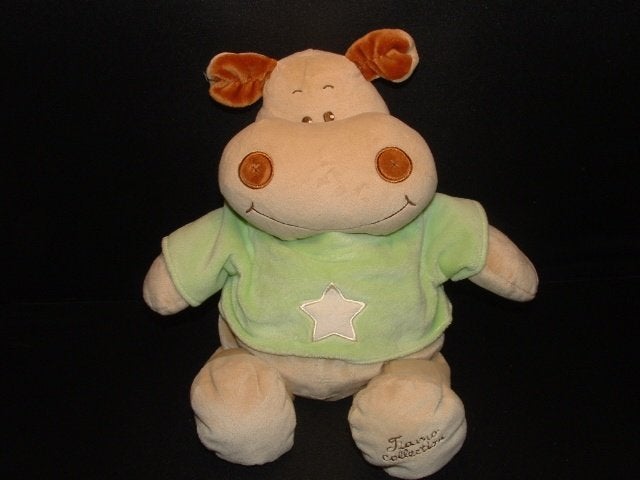 TIAMO NIJLPAARD HARRY THE HIPPO VELOURS BEIGE MET, Overige typen, Middelgroot (20 tot 80 cm), Meerkleurig, Tiamo