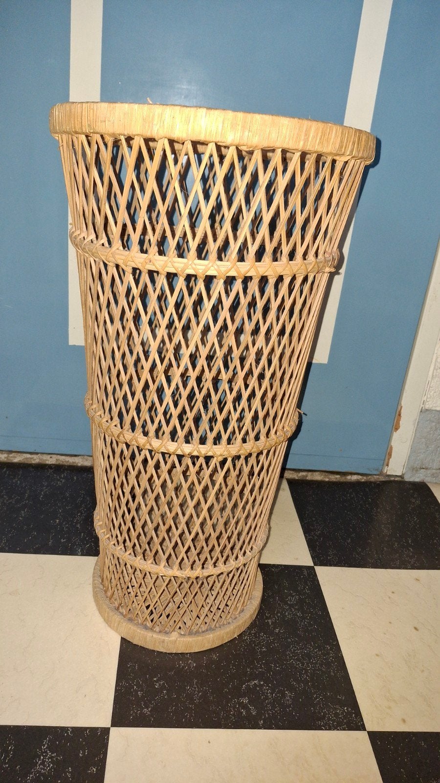 Vintage Novib paraplumand van bamboe/rotan, Ophalen, Vintage, Gebruikt, Natuurlijk materiaal
