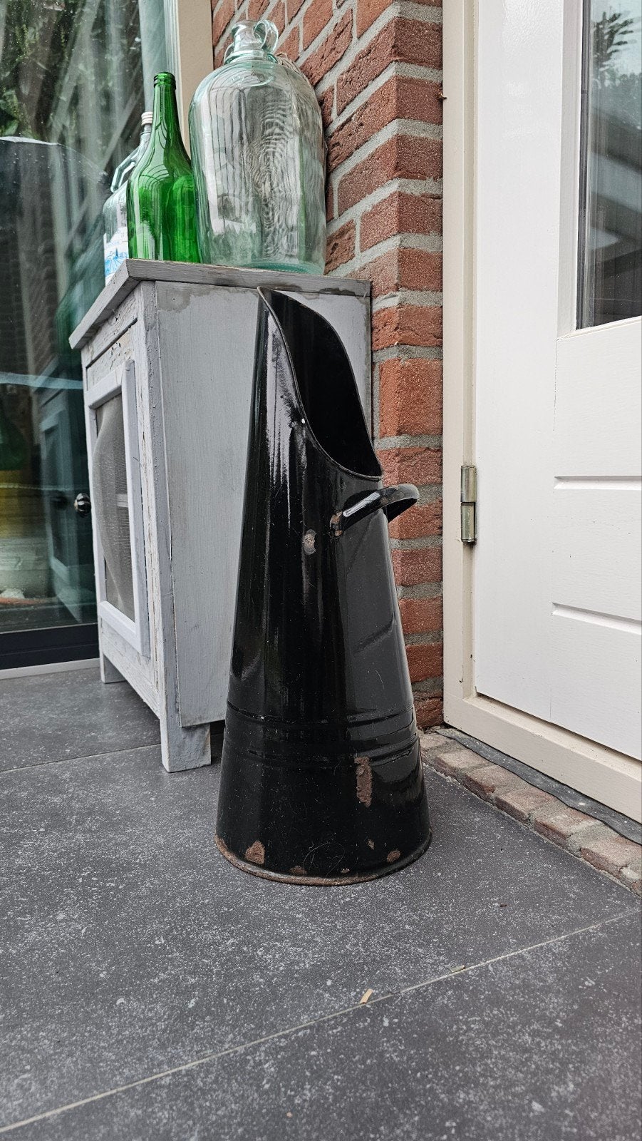 Antieke zwarte emaille kolenkit, Ophalen of Verzenden