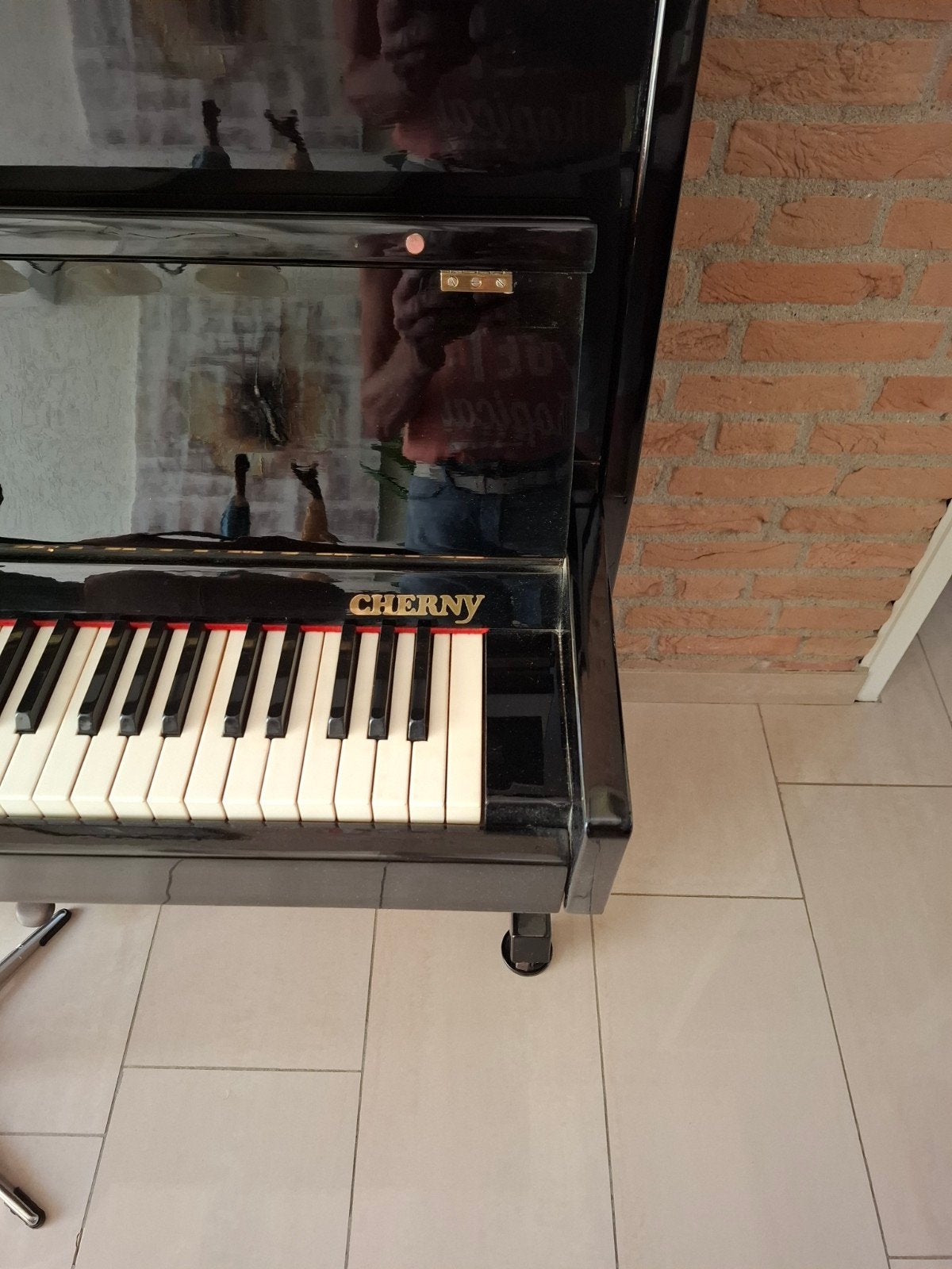 Zwarte Cherny Piano - Hoogglans en Gebruikt, Ophalen, Gebruikt, Zwart, Piano